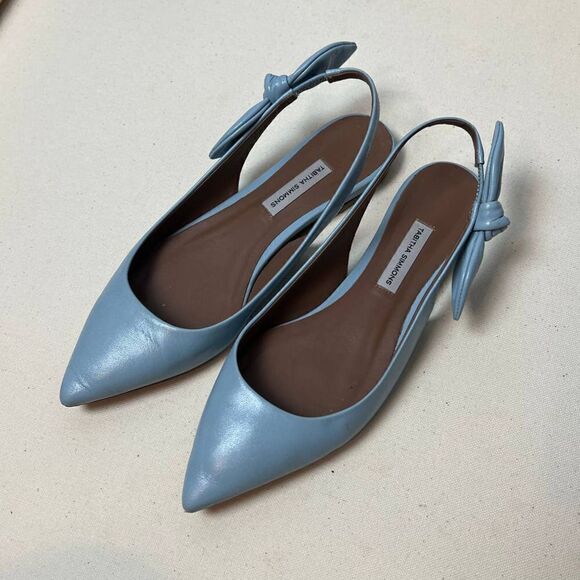 Tabitha Simmons Blue Slingback Bow Flats Sz. 36 (US 5.5) - Picture 3 of 9
